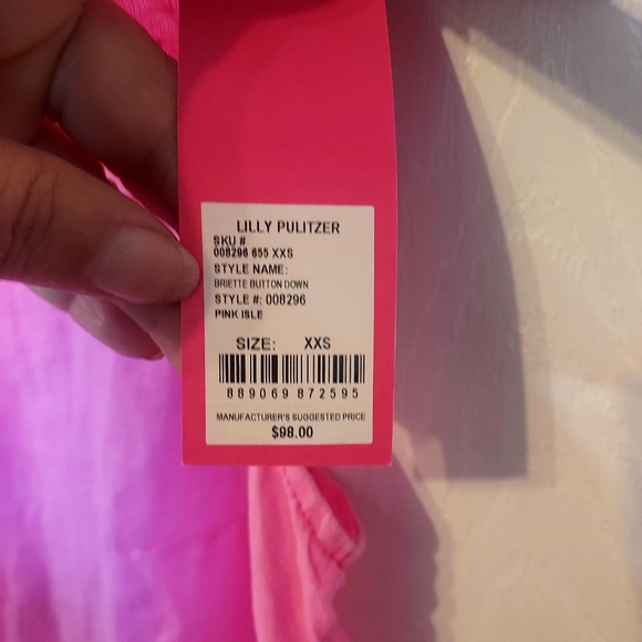 Lilly Pulitzer Briette Button Down Hot Pink Isle 100% Seacoast Linen XXS… - Picture 10 of 16